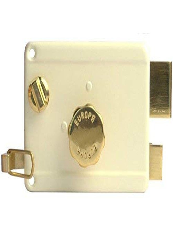 Europa 8010 Inside Opening Night Latch Door Lock | Ivory Finish, Automatic Latch Function, Rust-Resistant | Ideal for Main Entrance Single & Double Doors in Homes, Offices & Institutions